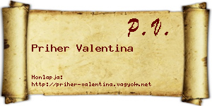 Priher Valentina névjegykártya